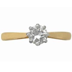 0.42Ct Diamond & 18k Yellow Gold, 18k White Gold Set Solitaire Ring - Antique 9