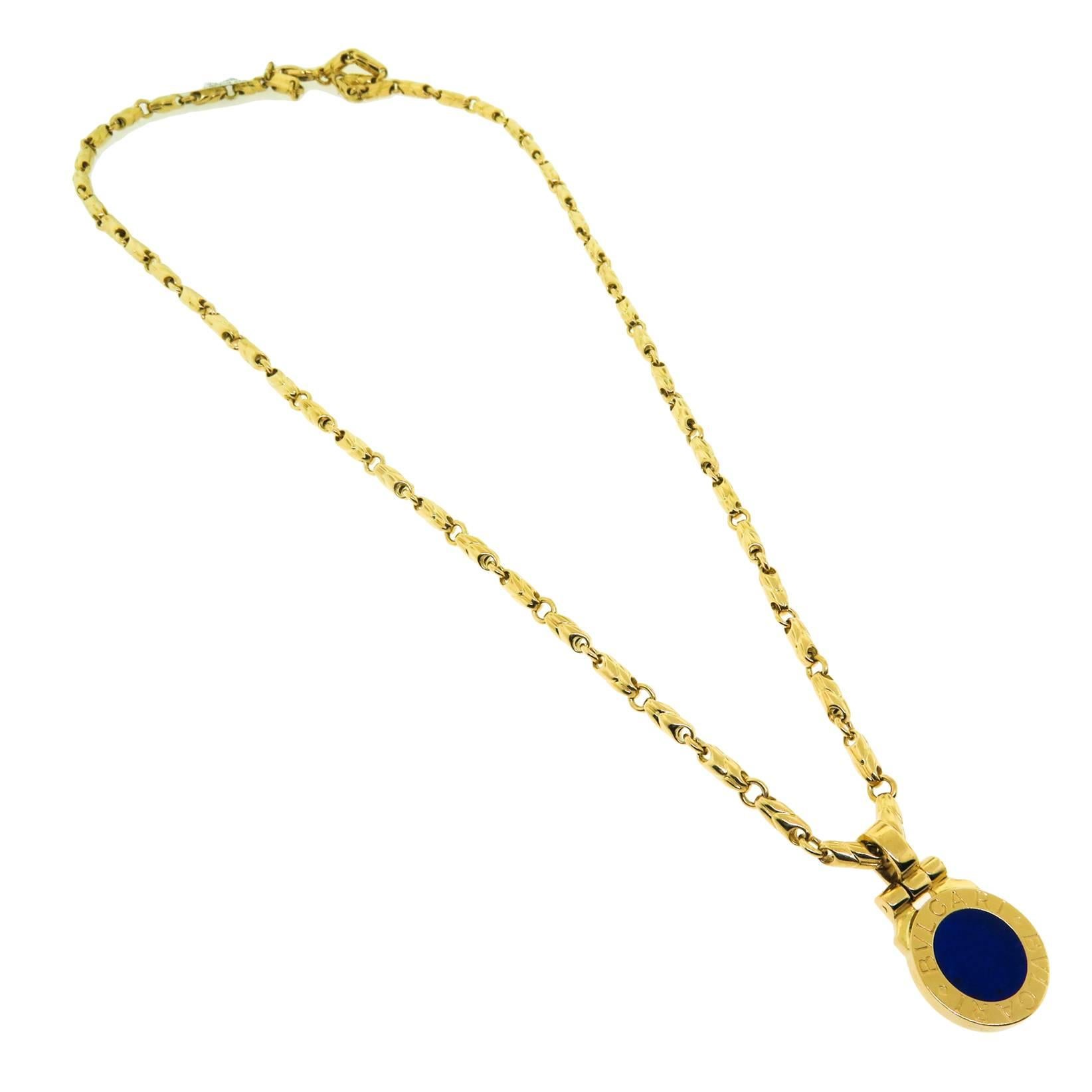Bulgari Lapis Gold Pendant Necklace