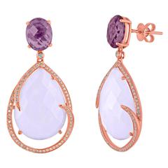 Chalcedony and Amethyst Diamond Earrings 12