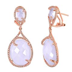Rose Gold And Diamond Chalcedony Earrings At 1stdibs Chalcedony And Diamond Gold Earrings