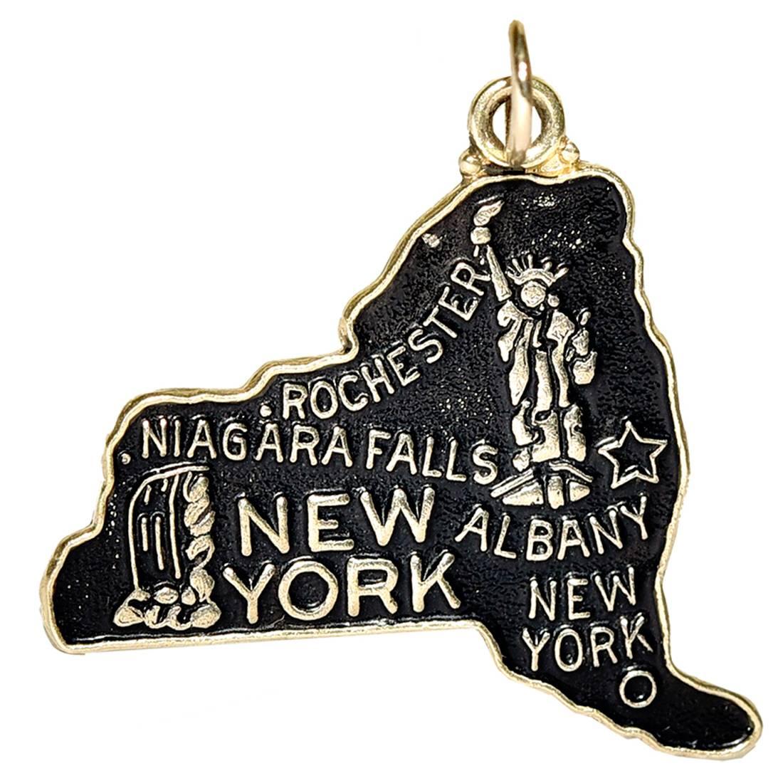 New York State Gold- und Emaille-Anhänger