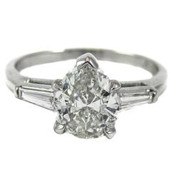 GIA Certified 1 Carat Pear Shape Diamond Platinum Ring 9
