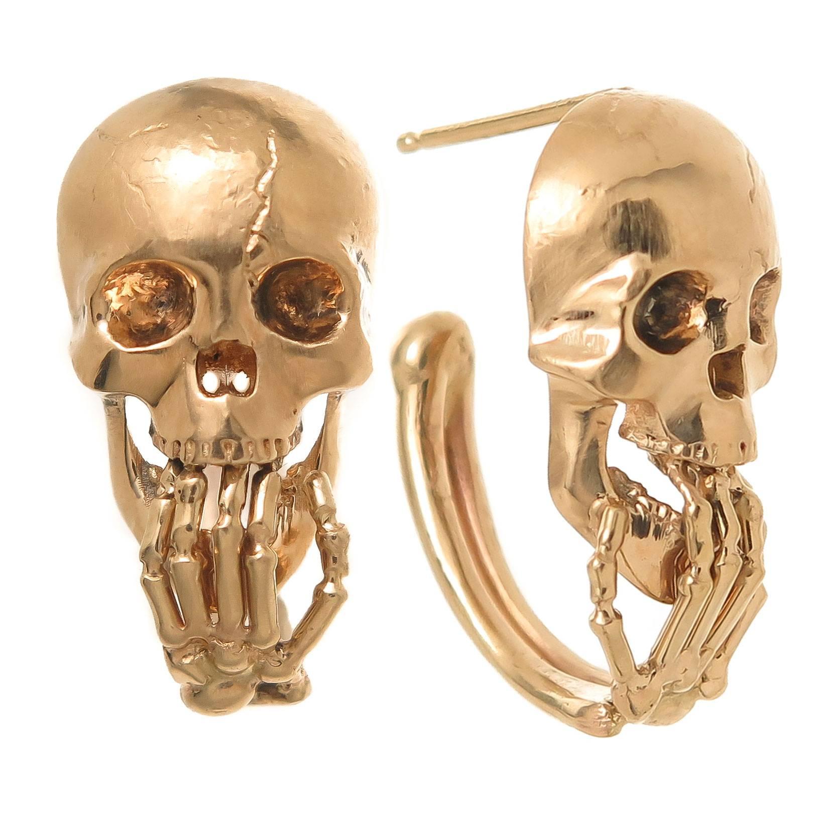 Gold-Totenkopf-Ohrringe