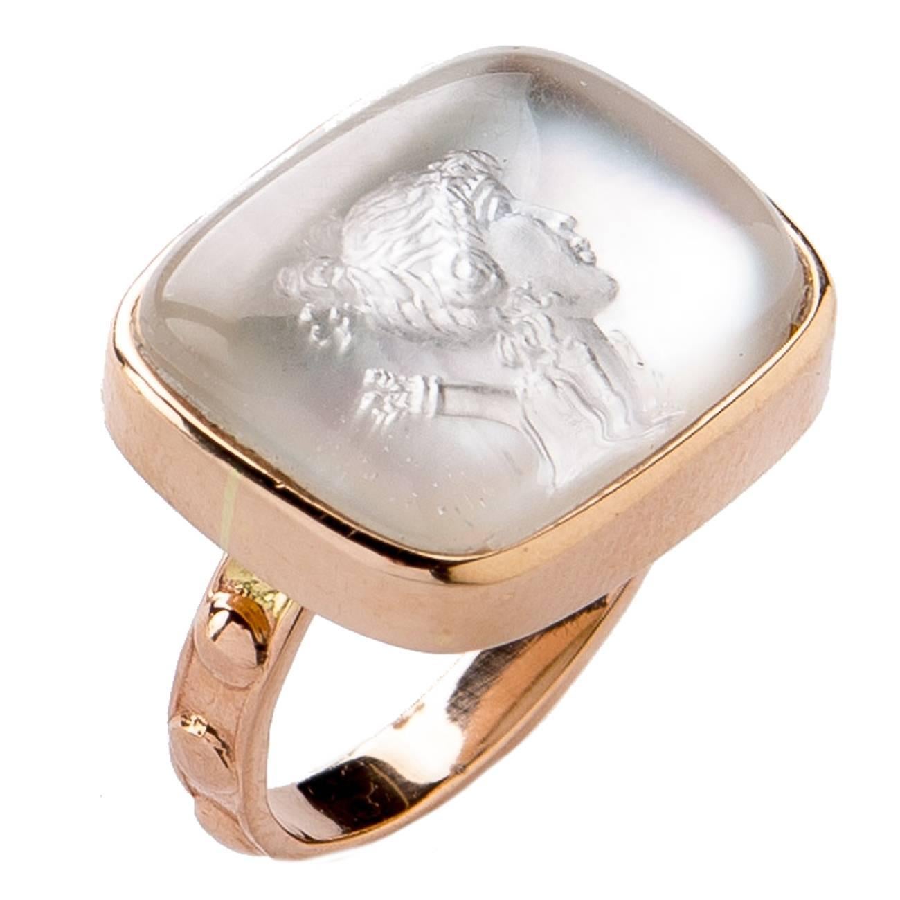 Diana Crystal Intaglio Gold Ring
