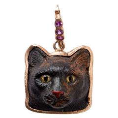 Mahogany Obsidian Cat's Head Pendant