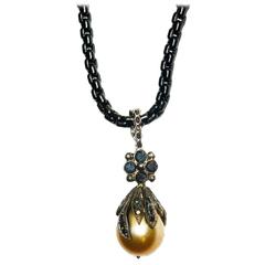 Stambolian Brown South Sea Pearl Black Diamond Gold Enhancer