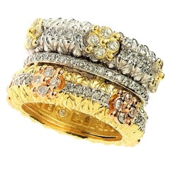 Stambolian Diamond Three-Color Gold Band Ring
