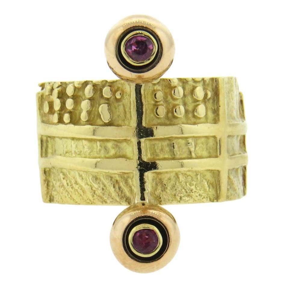 Giorgio Facchini Wide Ruby Gold Ring at 1stDibs