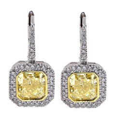 4.60 Carat Yellow Diamond Earrings