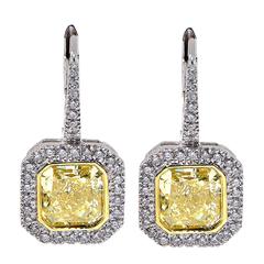 4.60 Carat Yellow Diamond Earrings 11