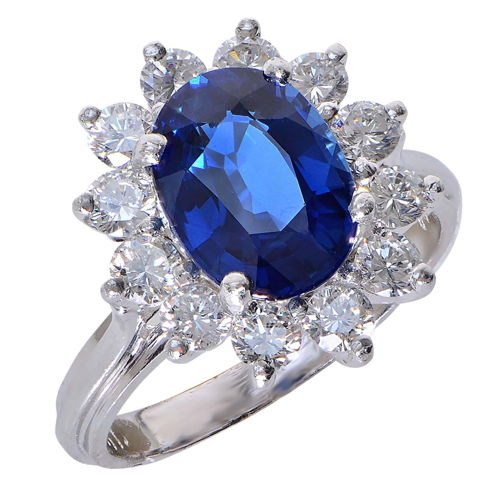 3.26 Carat Sapphire and Diamond Platinum Ring