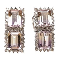 Ametrine Diamond Gold Earrings