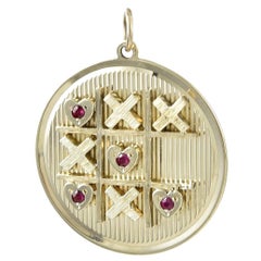 Vintage Very Special Tic Tac Toe Gemset Gold Charm