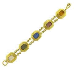 Elizabeth Locke Multi Color Venetian Glass Intaglio Gold Bracelet