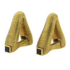 Bijan Sapphire Gold Stirrup Cufflinks