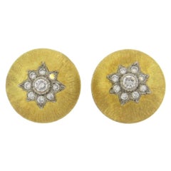 Buccellati Diamond Gold Button Earrings