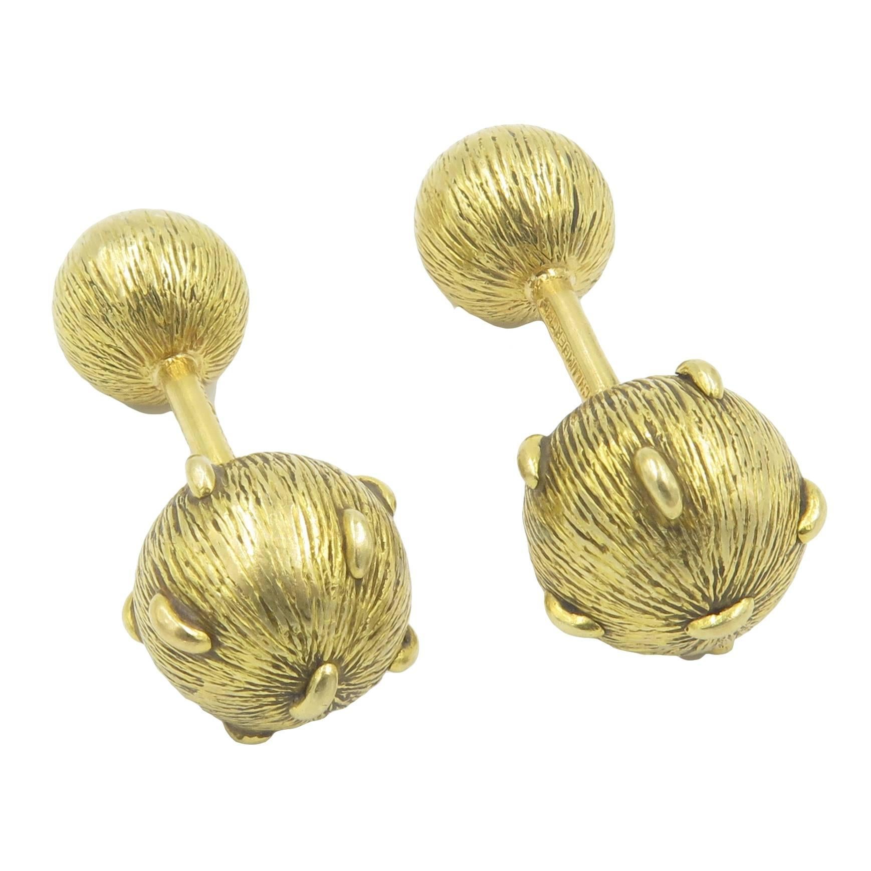 Tiffany & Co. Schlumberger Gold Sphere Cufflinks