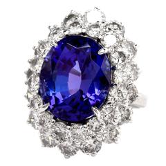  17.29 Carats GIA Cert Tanzanite Diamond Platinum Ring 