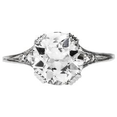 Antique Exceptional Edwardian 1.90 Carat Diamond Platinum Solitaire Ring