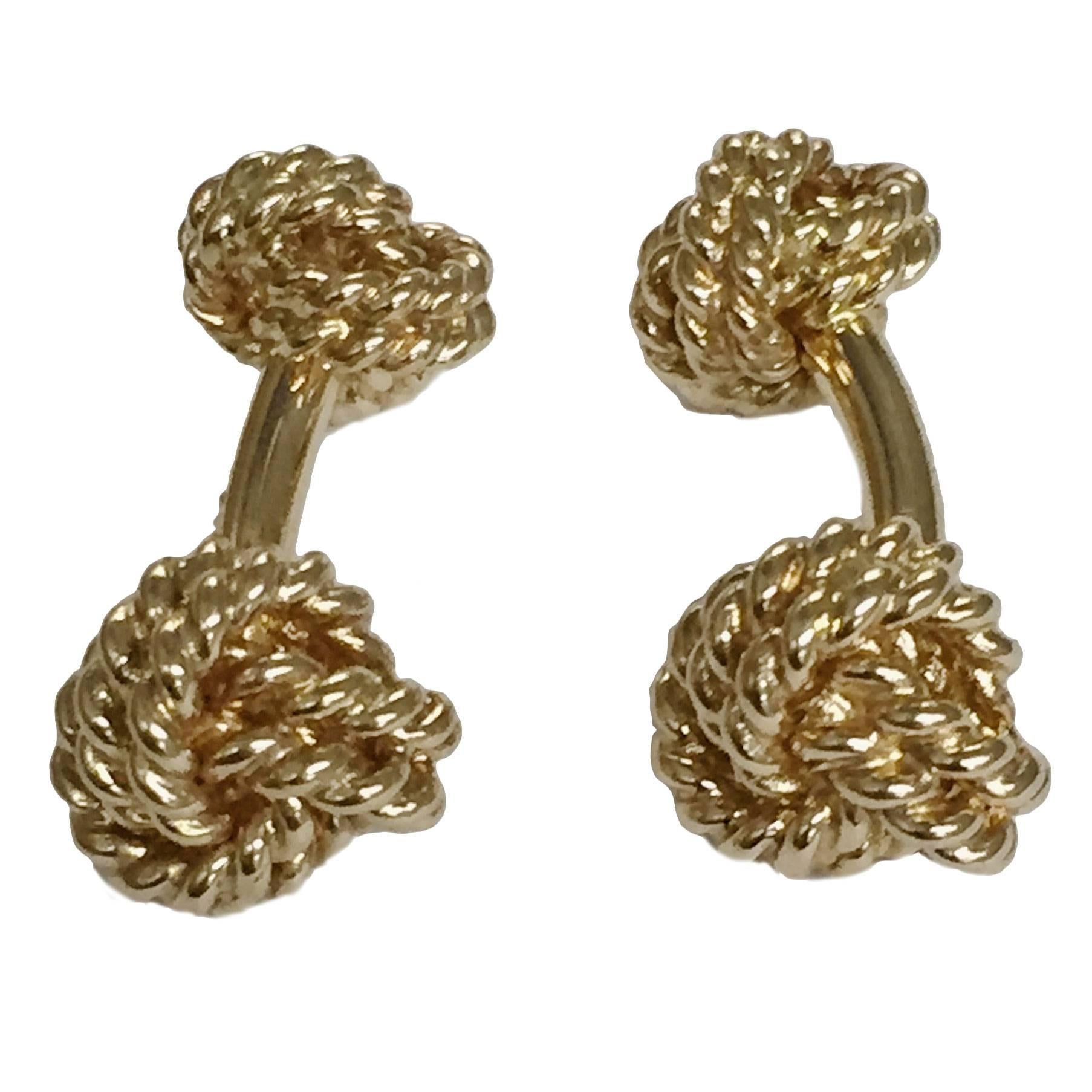 Twisted Gold Large Knot Cufflinks For Sale