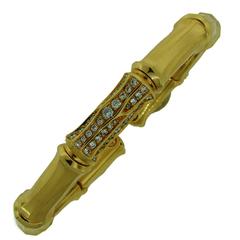 CARTIER Diamond Yellow Gold Bamboo Bangle Bracelet 3