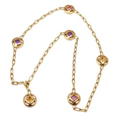 Cartier Pasha Sapphire Amethyst Citrine Tourmaline Gold Necklace