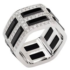 Triple Row Diamond Onyx Ring