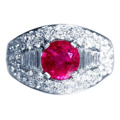 Bulgari Burma No Heat Ruby Diamond Platinum Ring