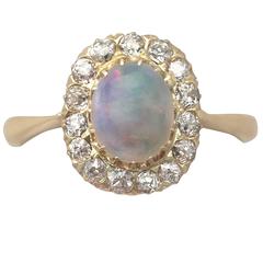 1920s Antique Opal & Diamond Yellow Gold Cluster Ring 6