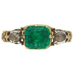 Georgian emerald rose cut diamond Gold Ring 9