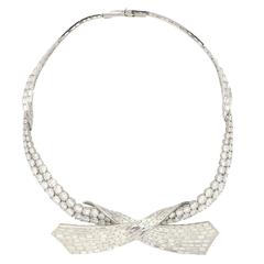 1960s Pierre Sterle Diamond Platinum "Ribbon" Necklace