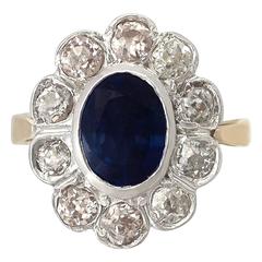 2.80 Carat Sapphire and 1.50 Carat Diamond Rose Gold Silver Set Cocktail Ring