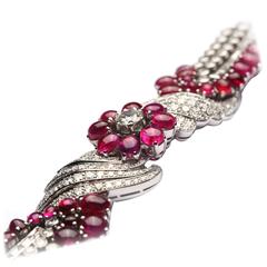 Important Burmese Ruby Diamond Gold Bracelet 7