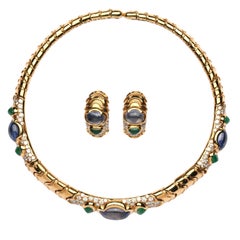 Marina B Emerald Sapphire Diamond Gold Set