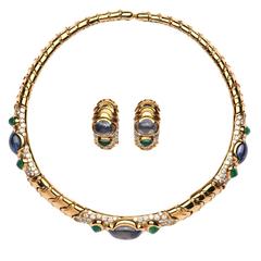 Marina B Emerald Sapphire Diamond Gold Set 11