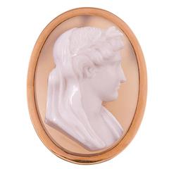 Hard Stone Profile Cameo in Yellow Gold Frame