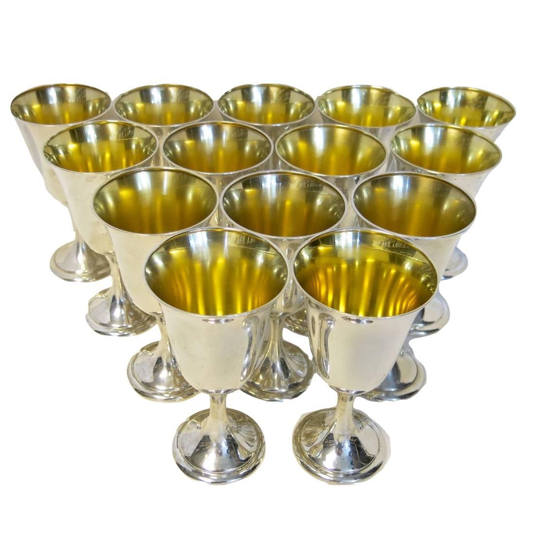 Sterling Silver Set Of 14 Goblets