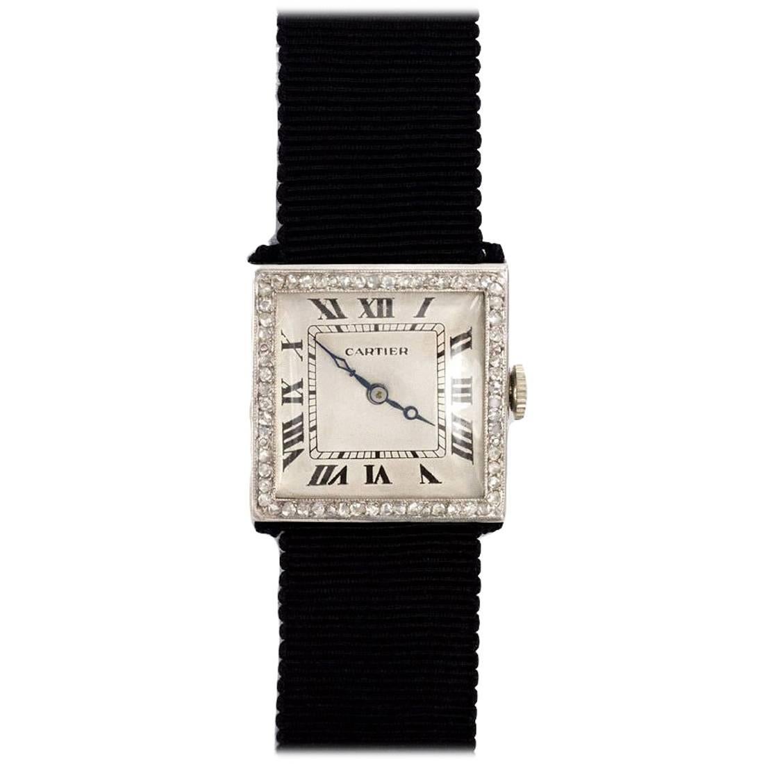 French Art Deco Cartier Diamond Watch