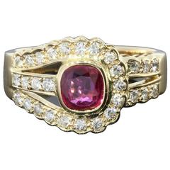 Ruby Diamond Gold Knot Ring