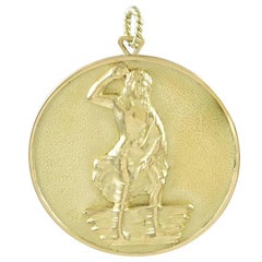 Spectacular Aquarius Large Gemset Gold Charm Pendant