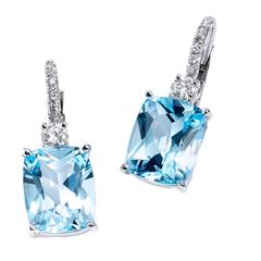Blue Topaz Diamond Gold Earrings