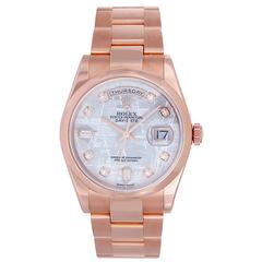 Rolex Rose Gold Meteorite Diamond Dial President Day-Date Wristwatch Ref 118205