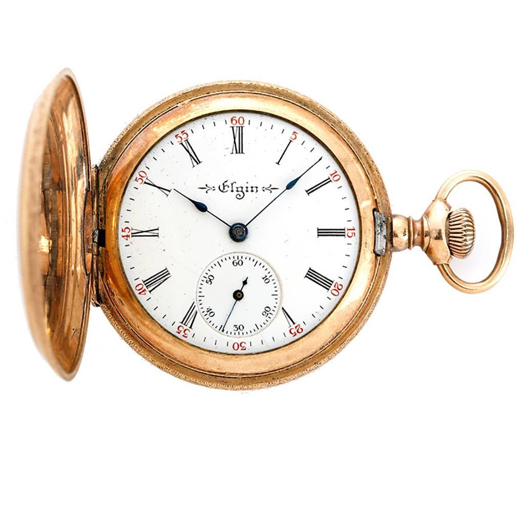 Elgin Yellow Gold Plated Hunting Case Pocket or Pendant Watch