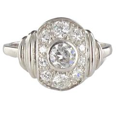 French Art Deco Diamond Gold Platinum Ring