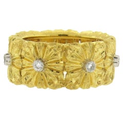 Buccellati Gold Diamond Floral Wedding Band Ring 