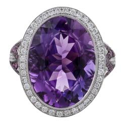 Asprey Amethyst Diamond Gold Ring 6