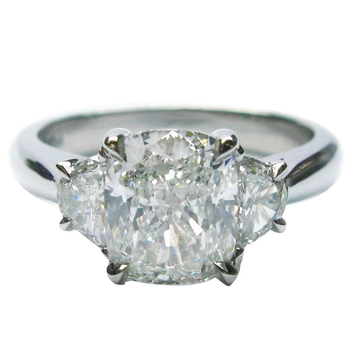 2.07 Carat Cushion Diamond Platinum Engagement Ring