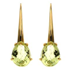 Yellow Topaz Rose Gold Dangle Earrings Modern 4
