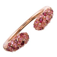 Ugo Cala Pink Topaz Diamond Tipped Gold Cuff Bracelet