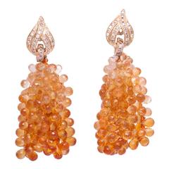 Michael Kanners Citrine Briolette Diamond Gold Earclips 7
